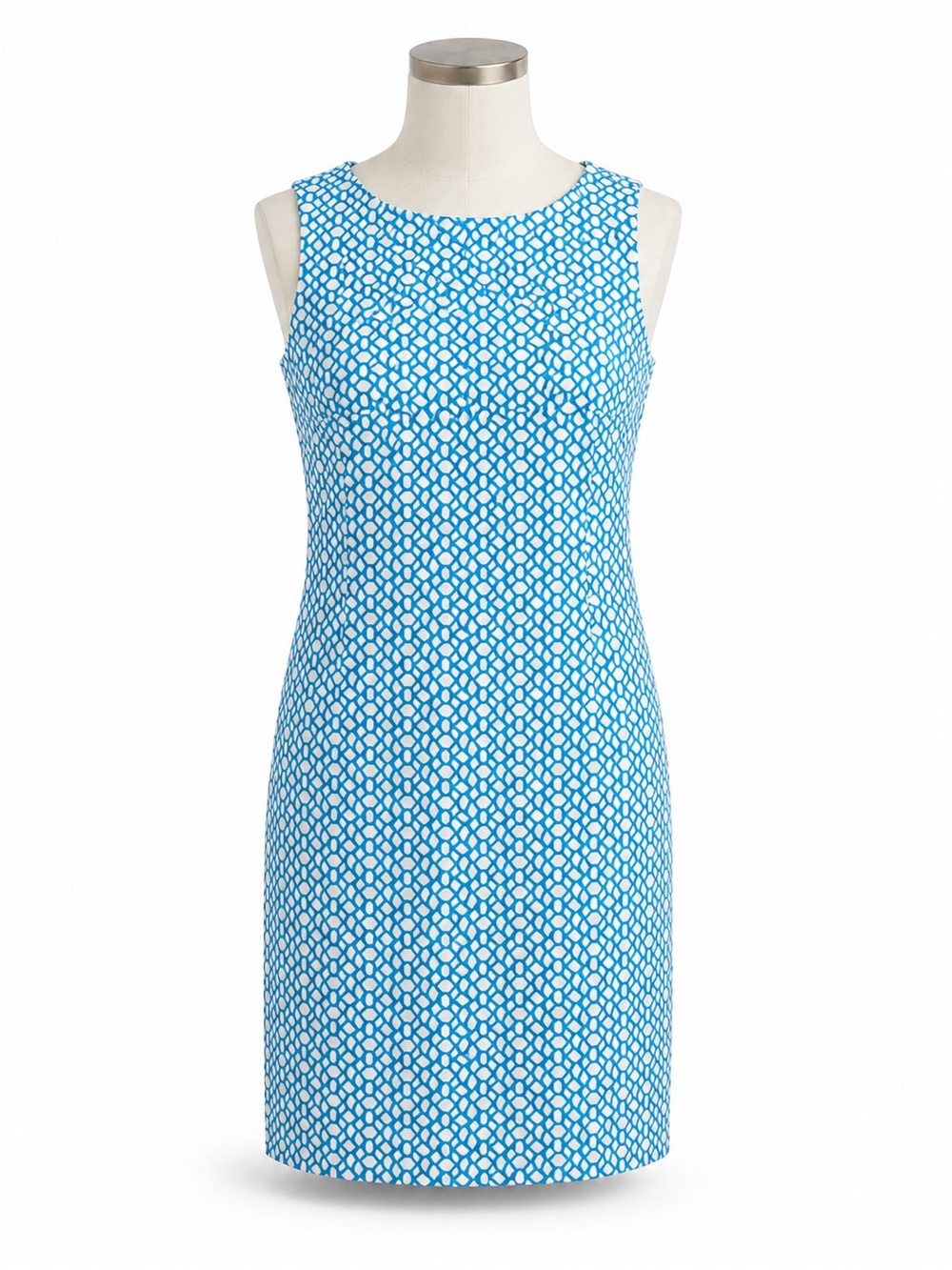 Jude Connally Blue White Geometric Shift‎ Dress Size Small
